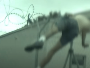 Zloděj před hlídkou utekl na policejní pozemek. Zamotal se tam do ostnatého drátu
