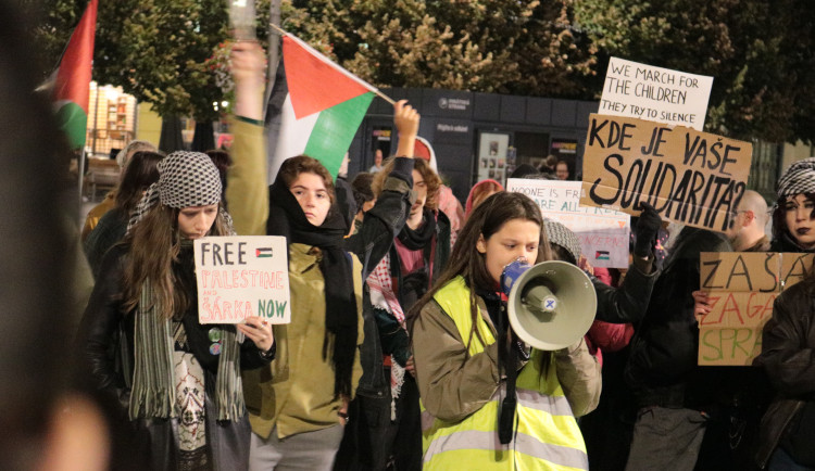 Propalestinští aktivisté v Brně protestovali na podporu Šárky, zasahovat musela policie