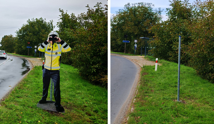 U vytíženého tahu bděl jen pár dnů. Maketa policisty u Olomouce zlákala zloděje