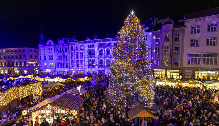 FOTO, VIDEO: V Olomouci se rozzářil vánoční strom Štědřínek
