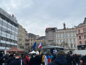 Brňané podpořili Ukrajinu. Ke shromáždění promluvil i prezident