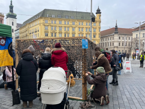 Brňané podpořili Ukrajinu. Ke shromáždění promluvil i prezident