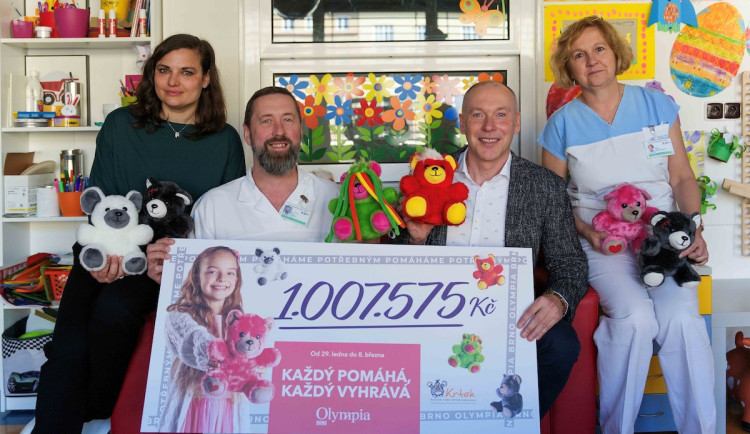 Olympie Brno daruje více než 1 milión korun na léčbu dětí s rakovinou