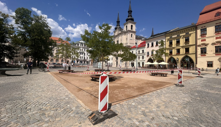 Lidé v Jihlavě nemohou posedět pod stromy na náměstí. Místo je obehnané páskou