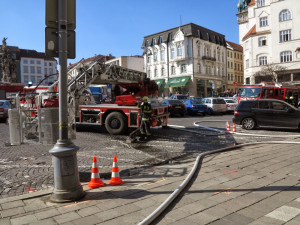 Požár hotelu Grandezza na Zelném trhu v Brně, foto: HZS JMK