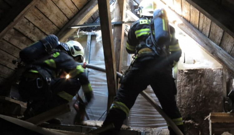 Požár hotelu Grandezza na Zelném trhu v Brně, foto: HZS JMK