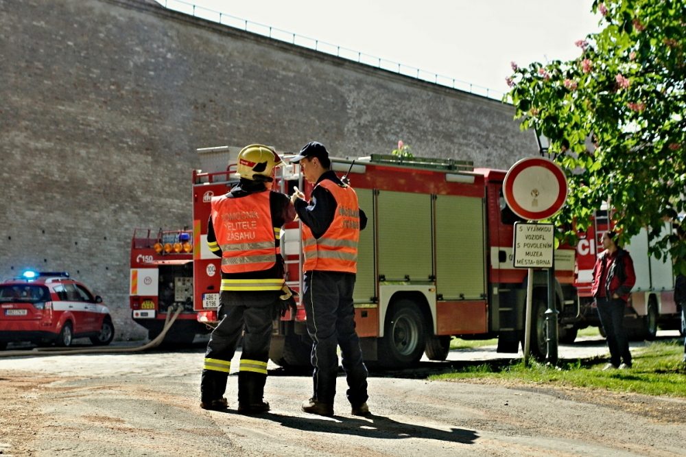 Hasiči nacvičovali likvidaci plamenů na Špilberku, foto: hasiči JMK