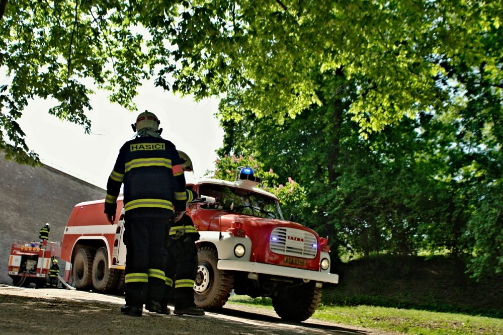Hasiči nacvičovali likvidaci plamenů na Špilberku, foto: hasiči JMK