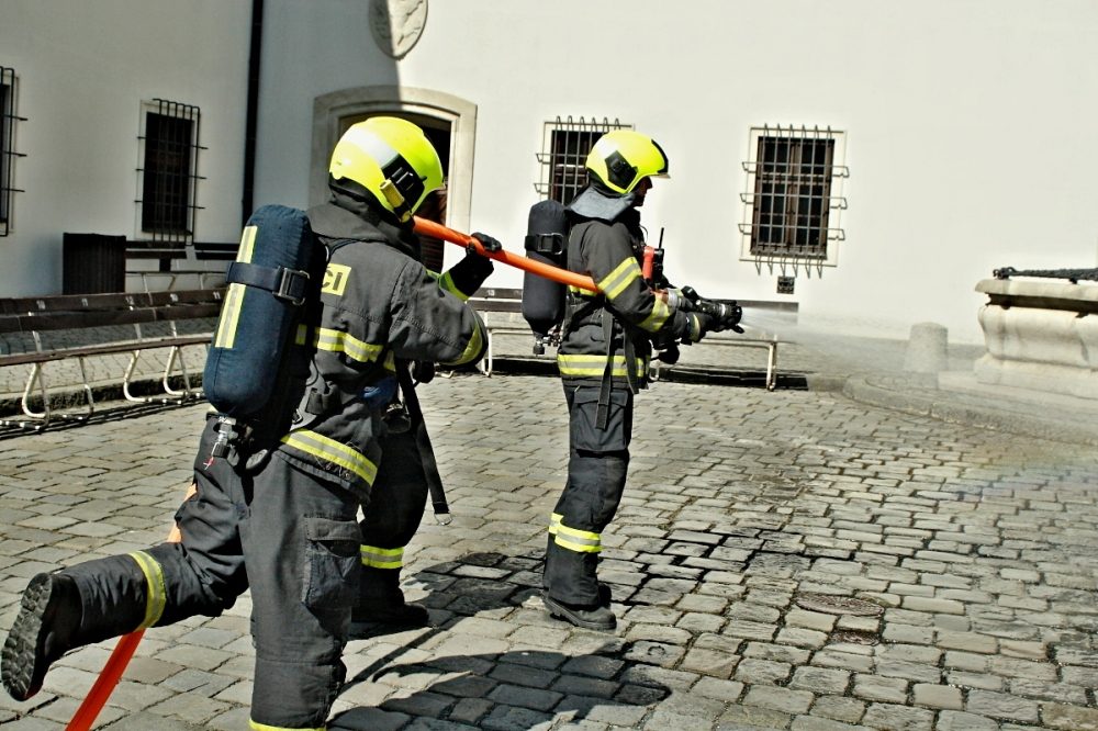 Hasiči nacvičovali likvidaci plamenů na Špilberku, foto: hasiči JMK