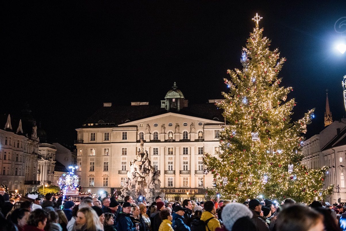 Svoboďák dnes prozářil vánoční strom. Rozsvícení stromu zahájilo vánoční trhy i ve středobodu města