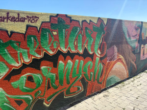 FOTOGALERIE:  Zeď pod brněnským nádražím ozdobili umělci z celého světa