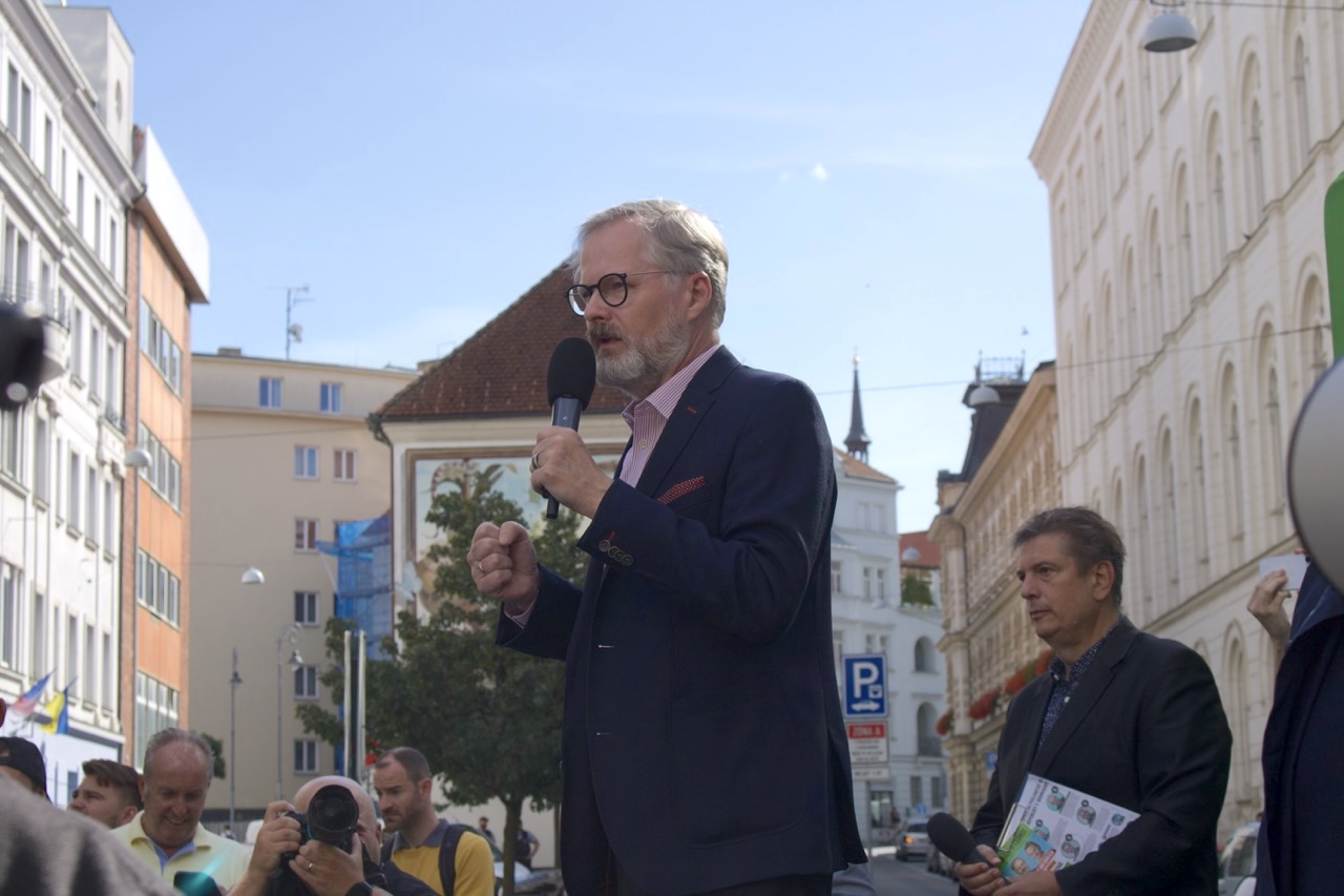 FOTO: Volby na obzoru. Do Brna ve stejný den zavítali Petr Fiala i Andrej Babiš