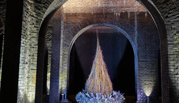 FOTO: Květiny zaplnily brněnské podzemní chrámy, instalace inspirovala voda