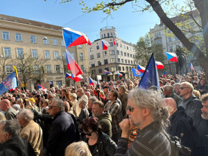 FOTOGALERIE: V Brně se protestovalo proti sjezdu sudetských Němců.