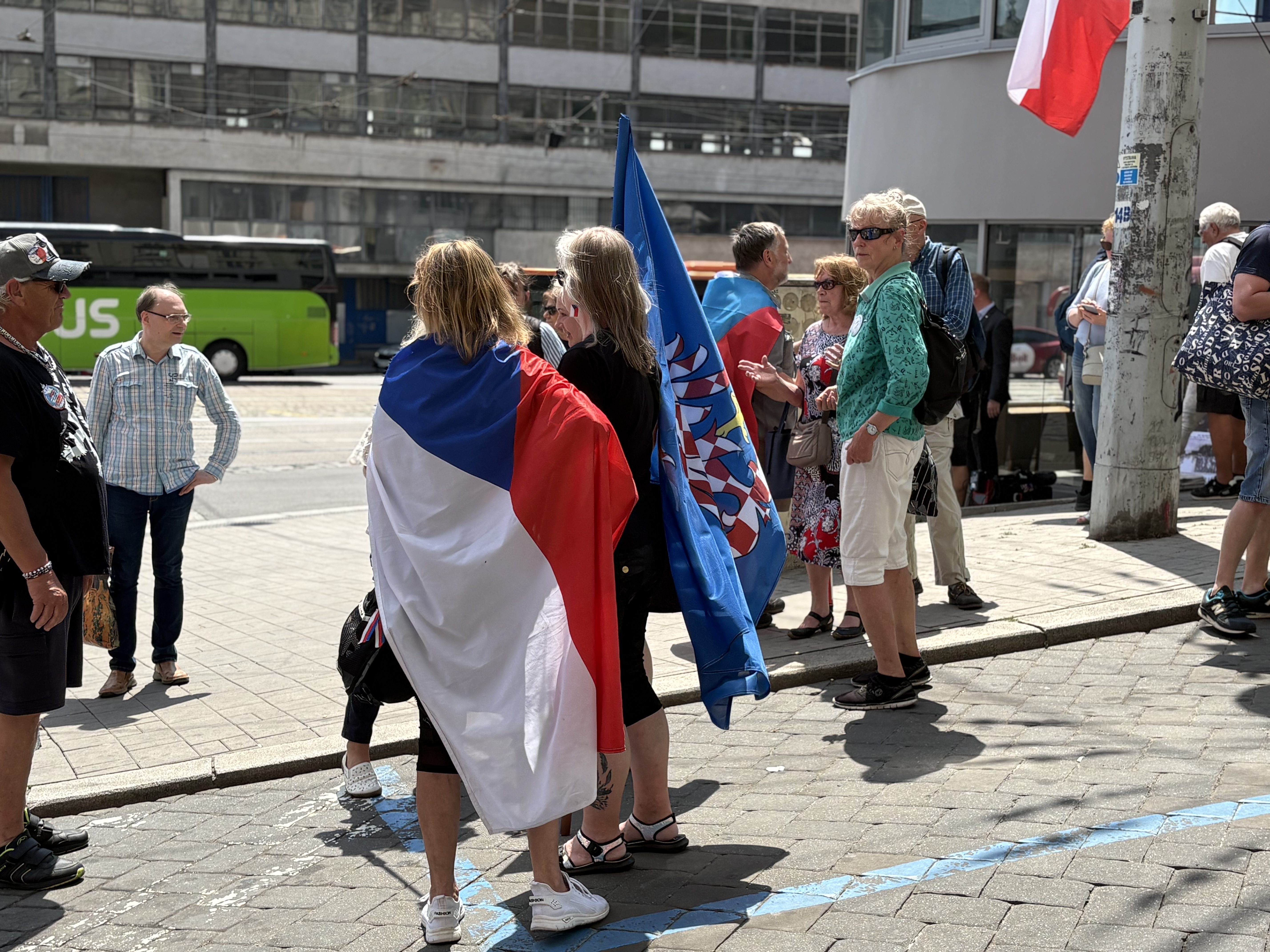 FOTO: Husitský chorál a české vlajky. Brnem prošel protest proti sudetským Němcům