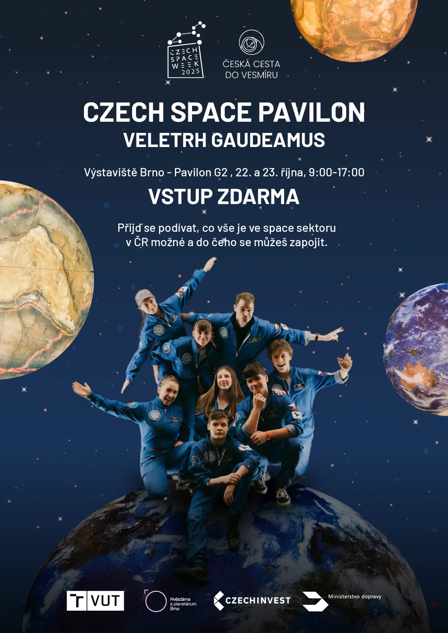 Vesmír začíná v Brně: unikátní Czech Space Pavilon otevře brány studentům i veřejnosti