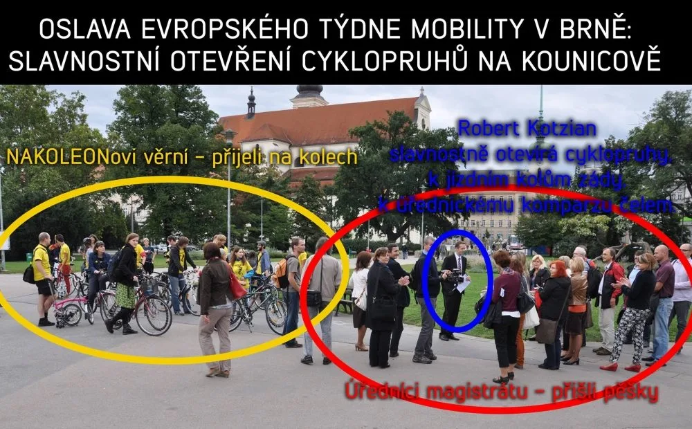 Otevření cyklopruhů se neslo v jasném odlišení politiků a uživatelů cyklopruhů, foto: BrnoNaKole