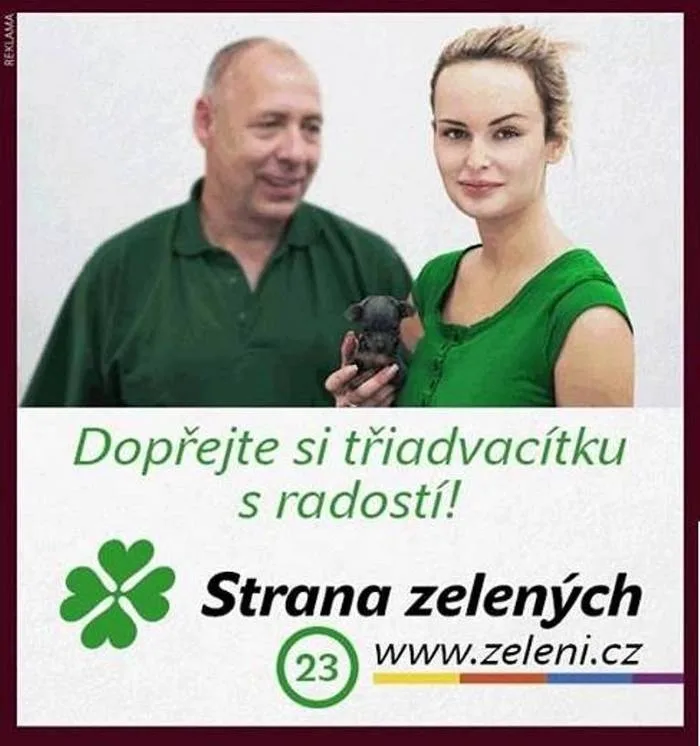 Banner Strany zelených, foto: Sexistické prasátečko