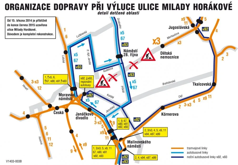 Mapa změn v MHD, mapa: DPMB