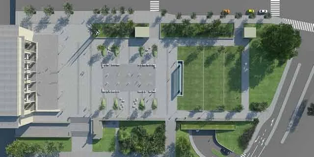 Budoucí podoba parku před Janáčkovým divadlem, vizualizace: Ateliér A3