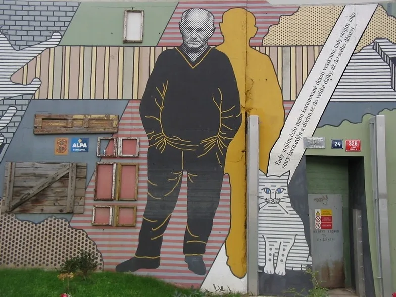 Bohumil Hrabal jako objekt street artu, foto: wikipedia.org