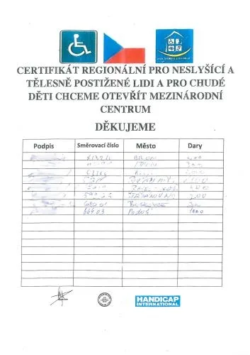 Formulář falešné sbírky, foto: Policie ČR