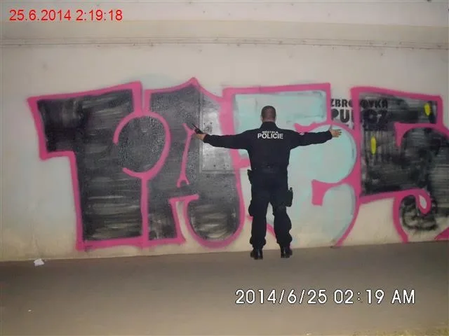 Grafitti od právě polapeného autora, foto: MP Brno