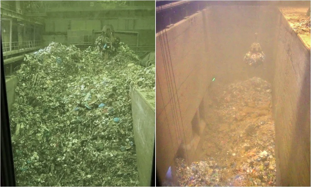 Běžný stav zásobníku odpadu brněnské spalovny vs. stav k dnešnímu dni