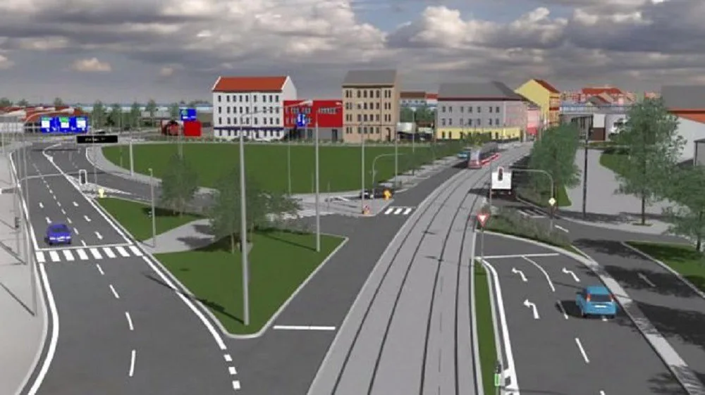 Vizualizace přeložky tramvaje z Dornychu na Plotní