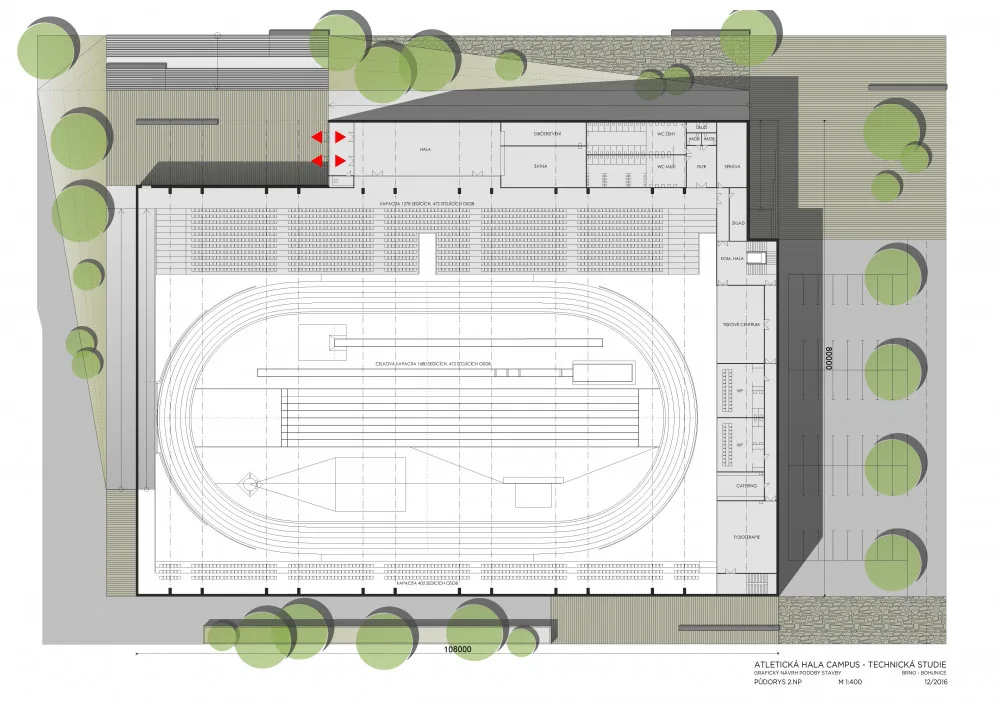 aVizualizace nového atletického stadionu