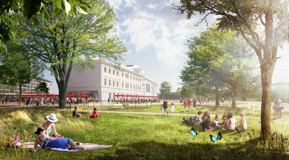 Vizualizace nádraží u řeky