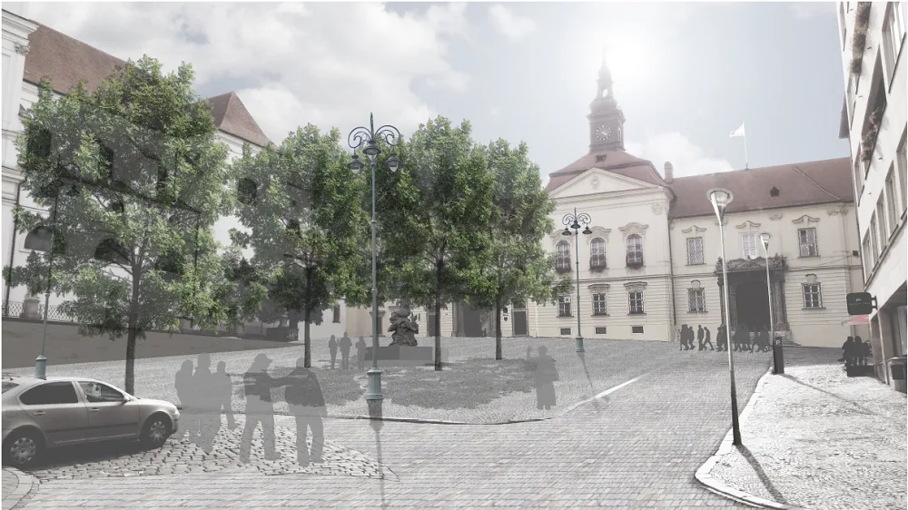 Vizualizace Dominikánského náměstí se stromy