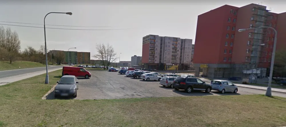 Parkoviště U Penzionu, kde bude stát nový bytový dům