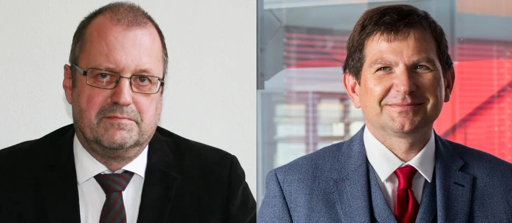 Kandidáti na rektora Jaromír Leichmann a Martin Bareš