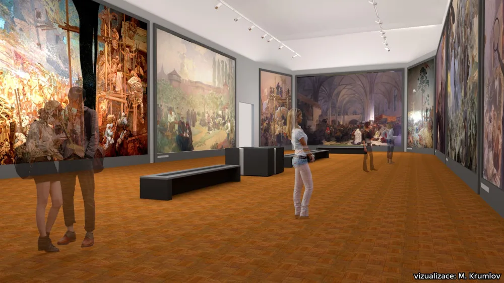 Vizualizace nové expozice Alfonse Muchyv Moravském Krumlově