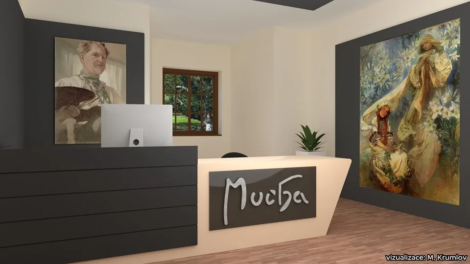 Vizualizace nové expozice Alfonse Muchyv Moravském Krumlově