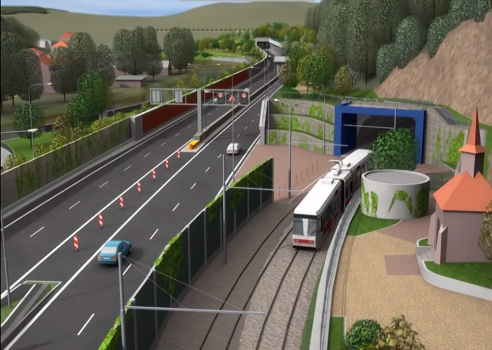 Vizualizace Žabovřeské a tramvajového tunelu.