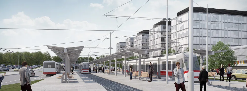 Vizualizace projektu tramvaje na Kampus