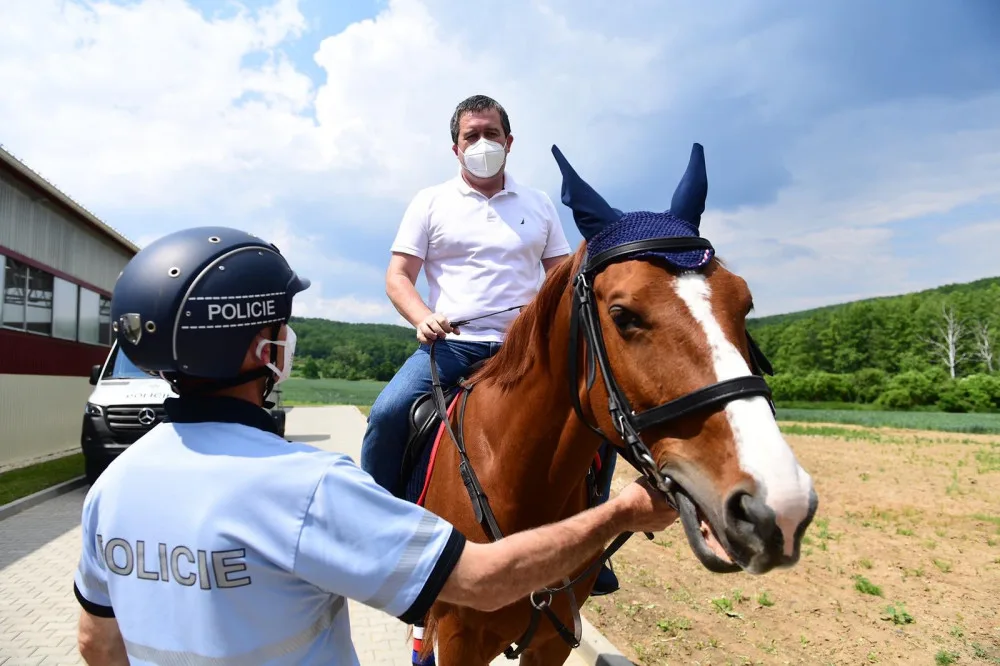Policejní koně v Brně mají nové tréninkové středisko, zajezdil si na nich i Hamáček