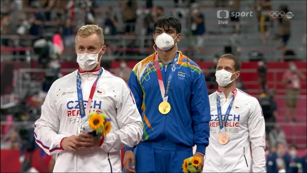 Čeští olympionici na ceremoniálu.
