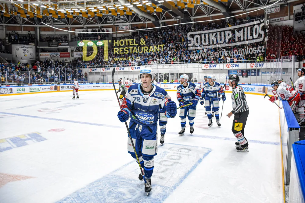 Zápas Komety Brno a olomouckých hokejistů.