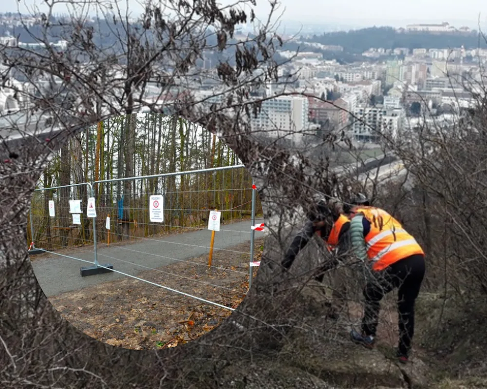 V Brně zavřeli frekventovanou cyklostezku. Město se bojí, aby na kolaře nespadlo kamení