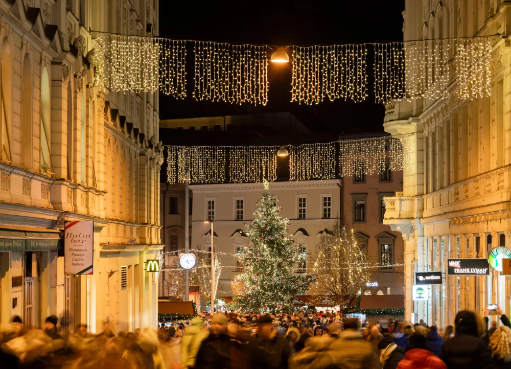 Druhý nejhezčí strom, hořící pařez i otevřené dvorky. Užijte si Brněnské Vánoce!