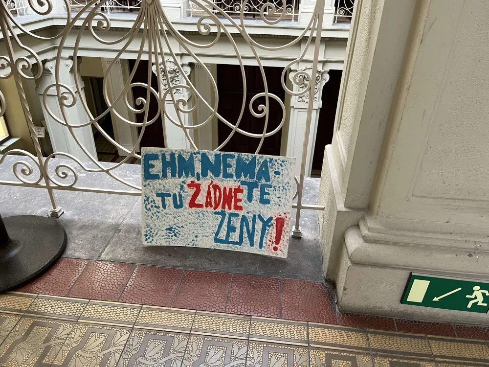 Skupina protestujících dorazila na ustavující zasedání Jihomoravského zastupitelstva. Kritizovala absenci žen v nové radě