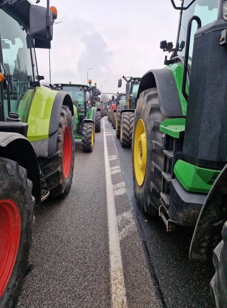 Na přechodu v Hodoníně protestovali zemědělci z Česka, Slovenska, Maďarska i Rakouska