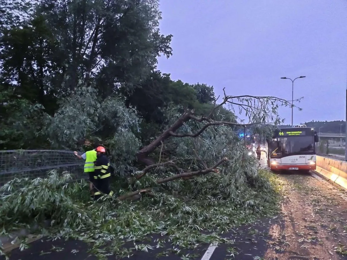 Neprůjezdná D2 a tisíce lidí bez elektřiny. Bouřky na jihu Moravy napáchaly škody
