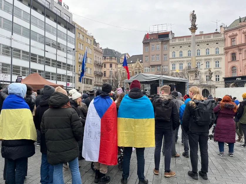Brňané podpořili Ukrajinu. Ke shromáždění promluvil i prezident