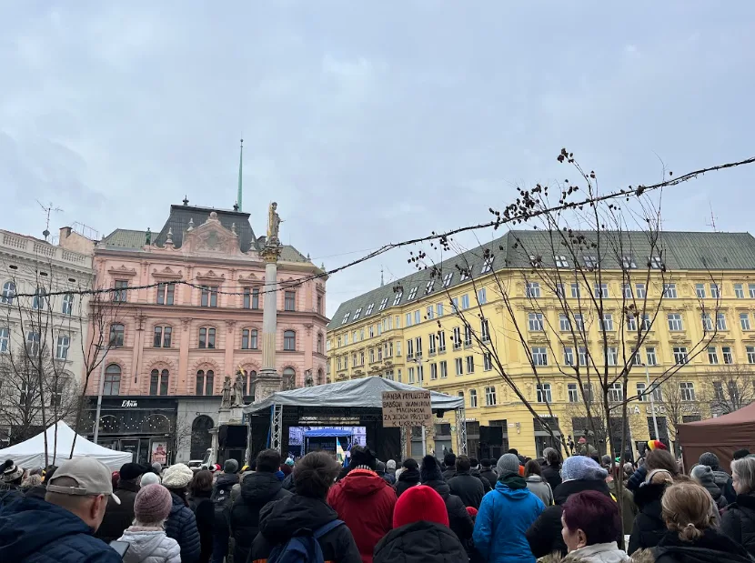 Brňané podpořili Ukrajinu. Ke shromáždění promluvil i prezident