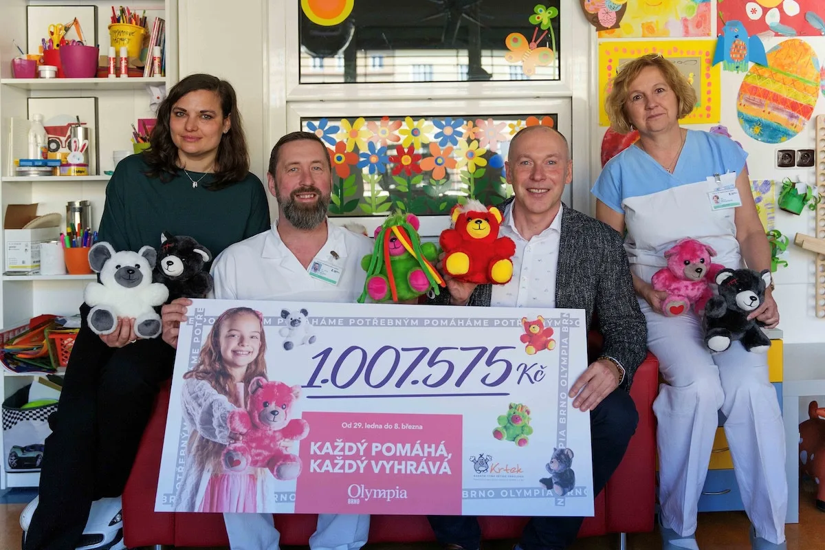 Olympie Brno daruje více než 1 milión korun na léčbu dětí s rakovinou.
