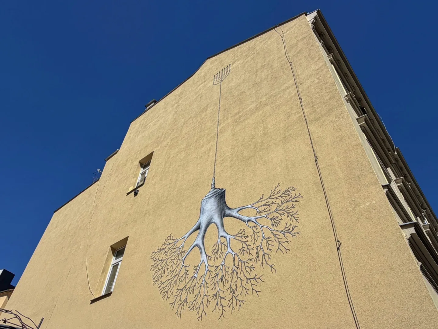 Pouliční umělec zkrášlil centrum Brna, jeho mural připomíná Velkou synagogu